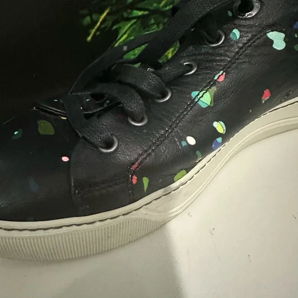 LANVIN black confetti splatter paint mens 6
